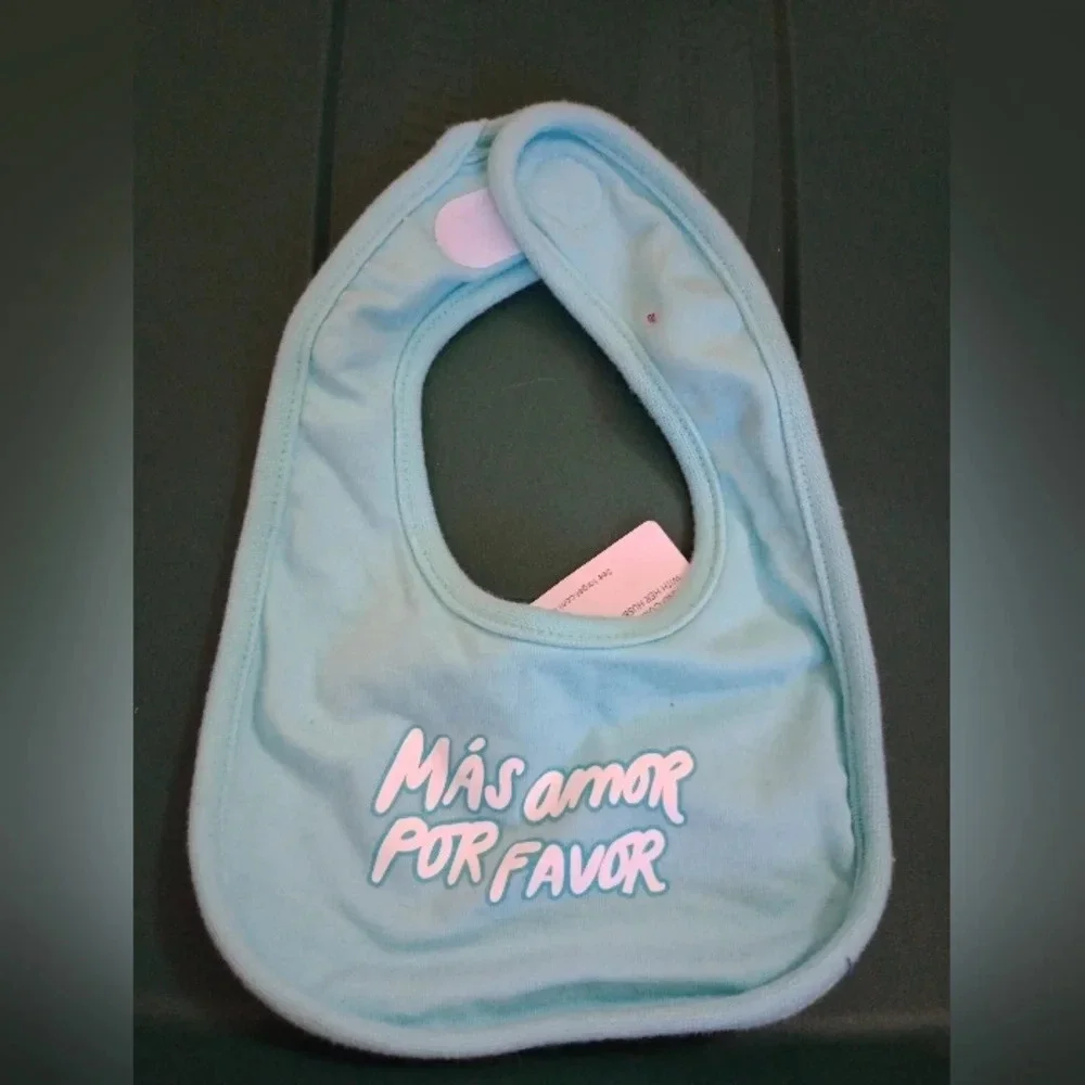 More Love Please Spanish baby's bib, NWT Target